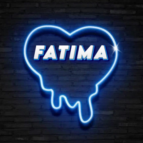 Fatima Name Pic - neon heart on wall