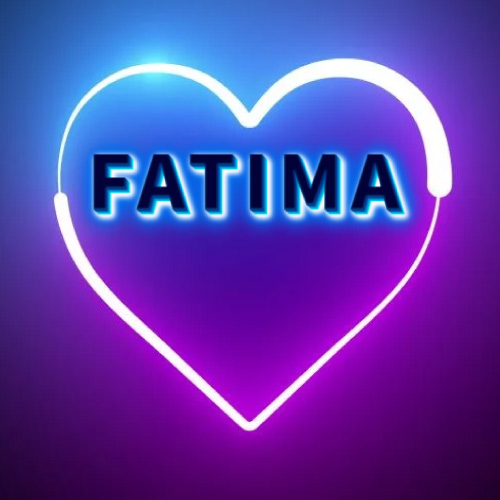 Fatima Name Pic - white outline heart
