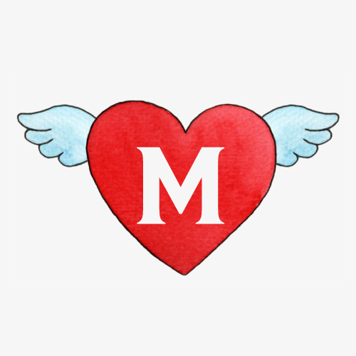 M Name Photo - flying heart