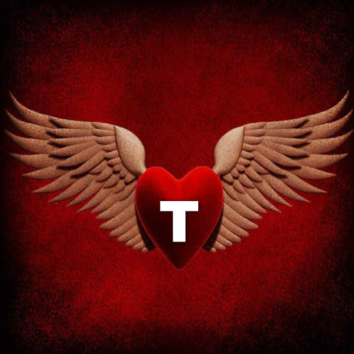 T Name Picture - flying red heart