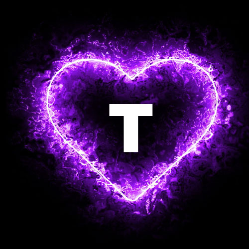 T letter Hd - glowing heart