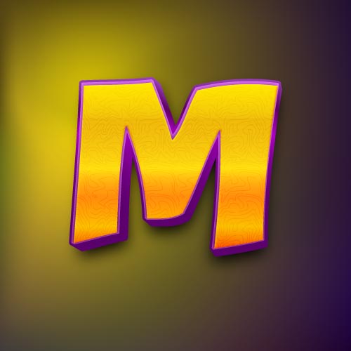 M Name Pic - golden 3d text