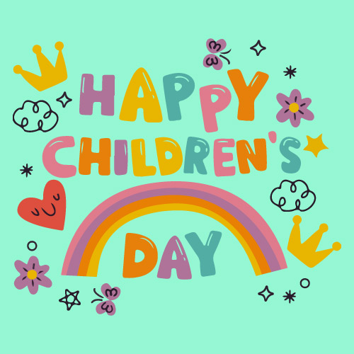 Happy Children Day Photo - rainbow with happy childrens day text