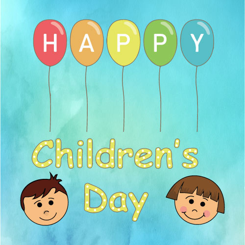 Happy Children Day Images - yellow lighting text