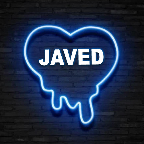 Javed Name Picture - neon heart on wall