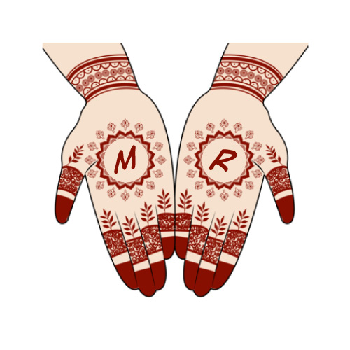 M R Pic - m r text in mehndi hand