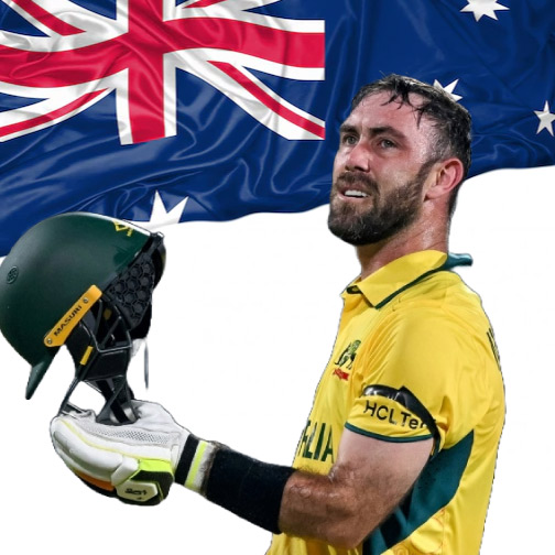 Glenn Maxwell Image with Australian flag 