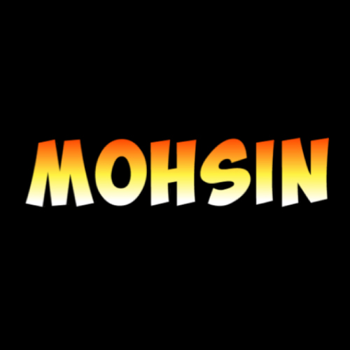 Mohsin Naam Text - black background gradient text