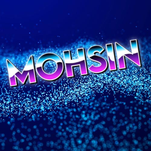 Mohsin Name Image - glowing background 3d text