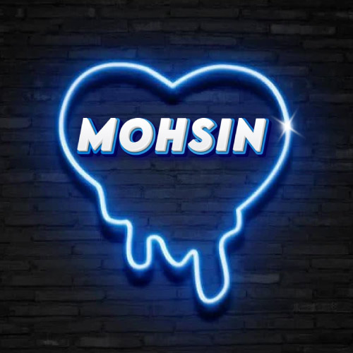 Mohsin Name Photo - neon heart on wall