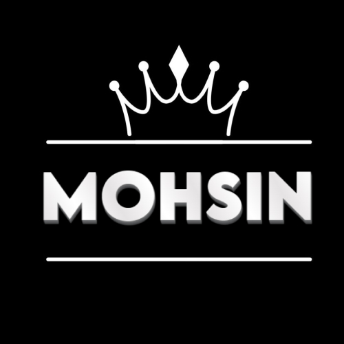 Mohsin Name Image - outline crown 3d text