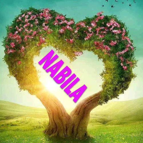 Nabila Name Image - heart shape tree