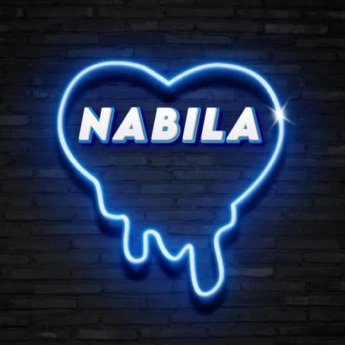 Nabila Name Photo - neon heart on wall