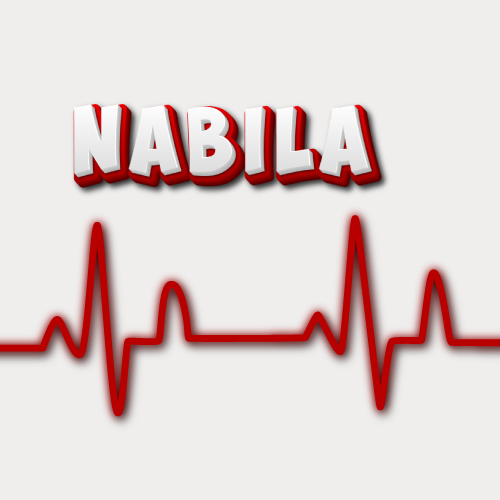 Nabila Name Picture - red outline with 3d text