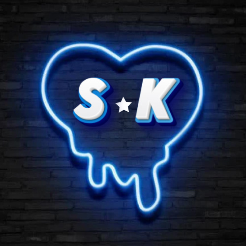 SK Love Image - neon heart on wall