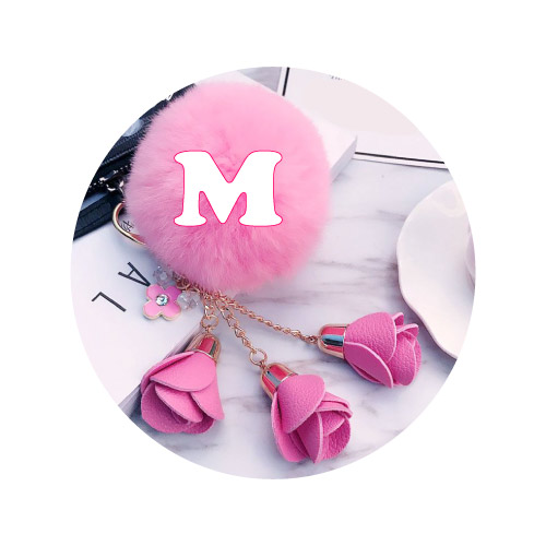 M Name Picture - pink keychain