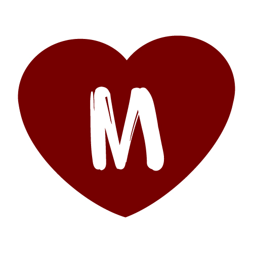 M Name Picture - brown heart