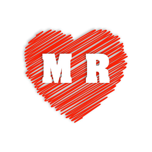 M R Love Pic - red outline heart