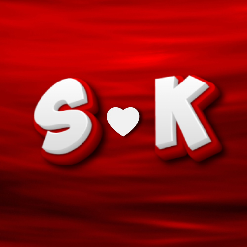 SK Love Dp - red white 3d text
