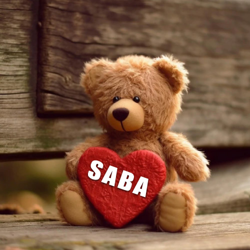 Saba Name Dp - bear with red heart
