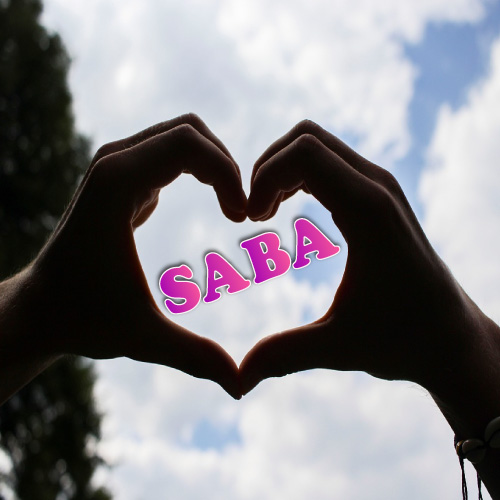 Saba Name Image - hand heart