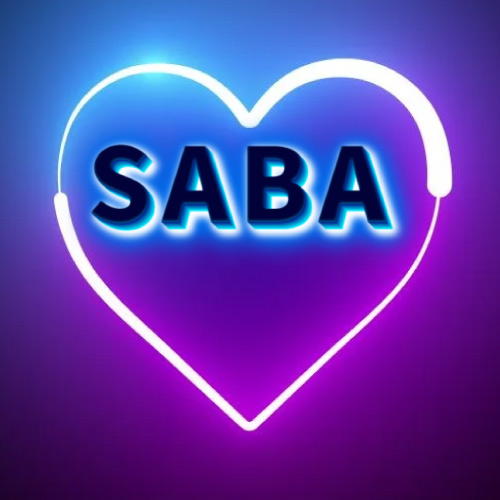 Saba Name Image - outline heart
