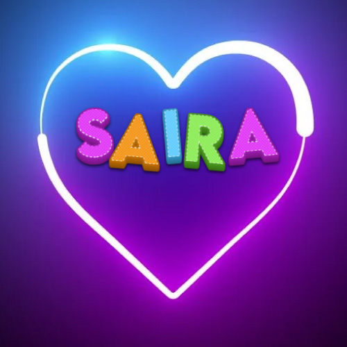 Saira Name DP - white outline heart