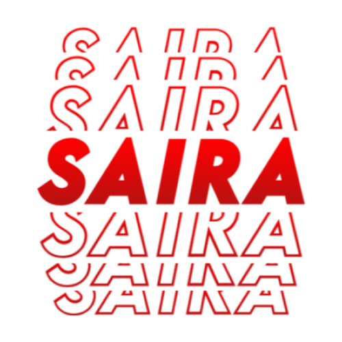 Saira Name logo - red text