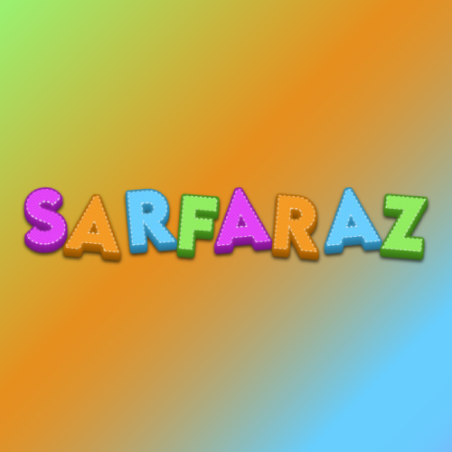 Sarfaraz Name text - gradient background 3d 