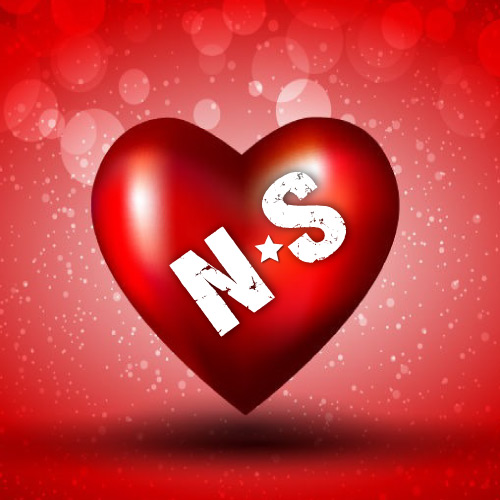N S Girl boy name - shining background 3d heart