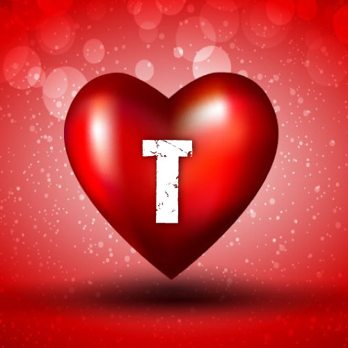 T Name Dp - shining background with 3d heart