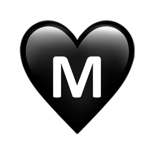 M Name Photo - black heart