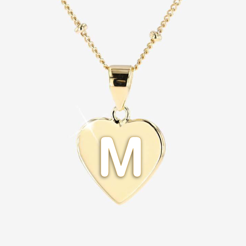 M Name Image - white necklace