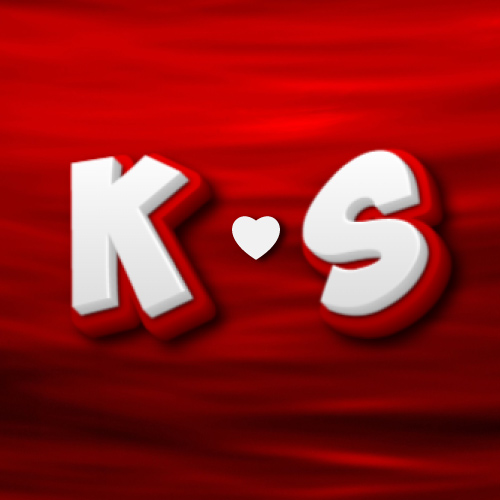 K S DP - white red 3d text