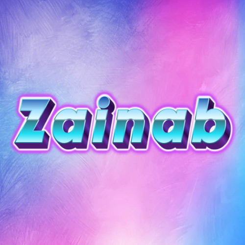 Zainab Name Photo - glowing 3d text 