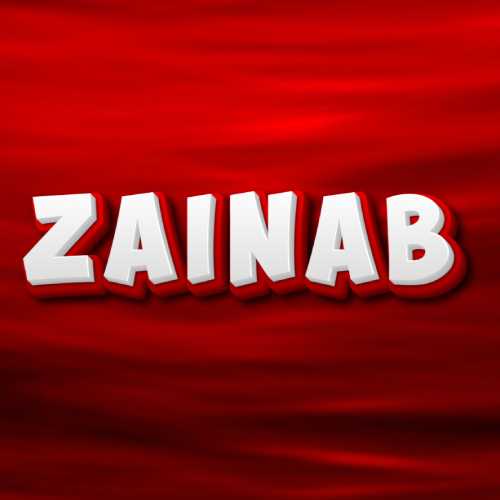 Zainab Name Picture - red white 3d text