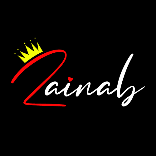 Zainab Girl Name - white red text