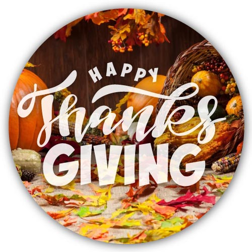 Happy Thanksgiving Photo - circle with white text