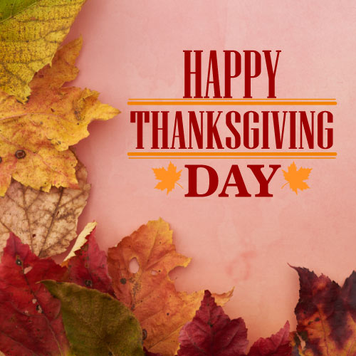 Happy Thanksgiving Photo - red text orange leaf
