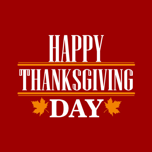 Happy Thanksgiving Picture - white text with maple leaf