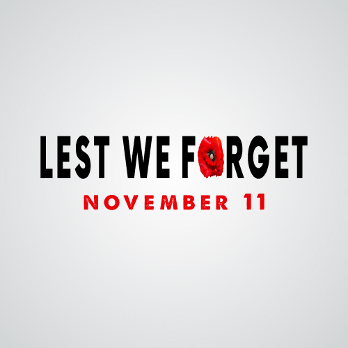 Remembrance Day Photo - black text with poppy flower