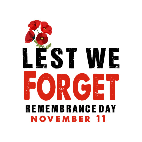 Remembrance Day Picture - red black text with flower