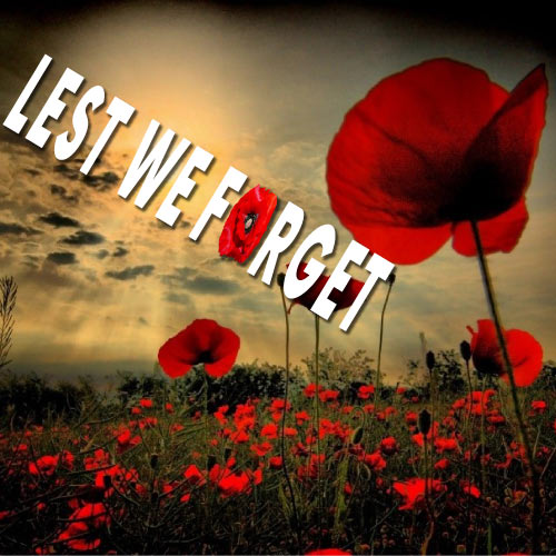 Poppy Day Images - white text lest we forget