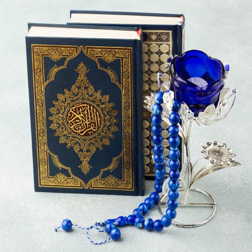 Quran Picture - blue tasbih with quran