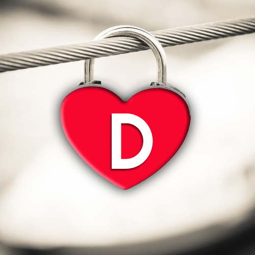 D Name Image - red heart lock