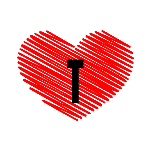 T Name Dp - red outline heart 