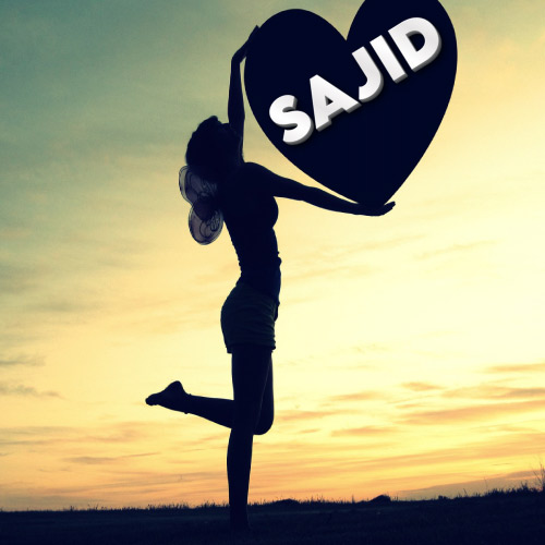 Sajid Name Photo - girl hand heart