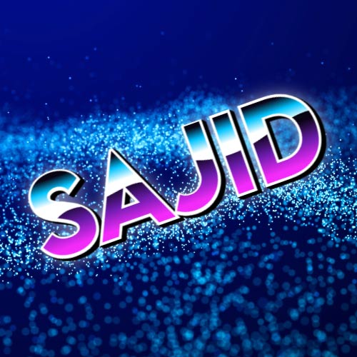 Sajid Name Picture - glowing background 3d text