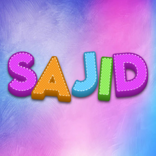 Sajid Name Pic - purple orange blue text