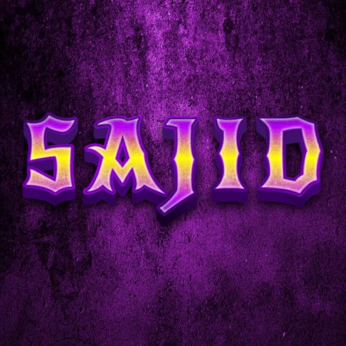Sajid Name Hd wallpaper - purple yellow 3d text